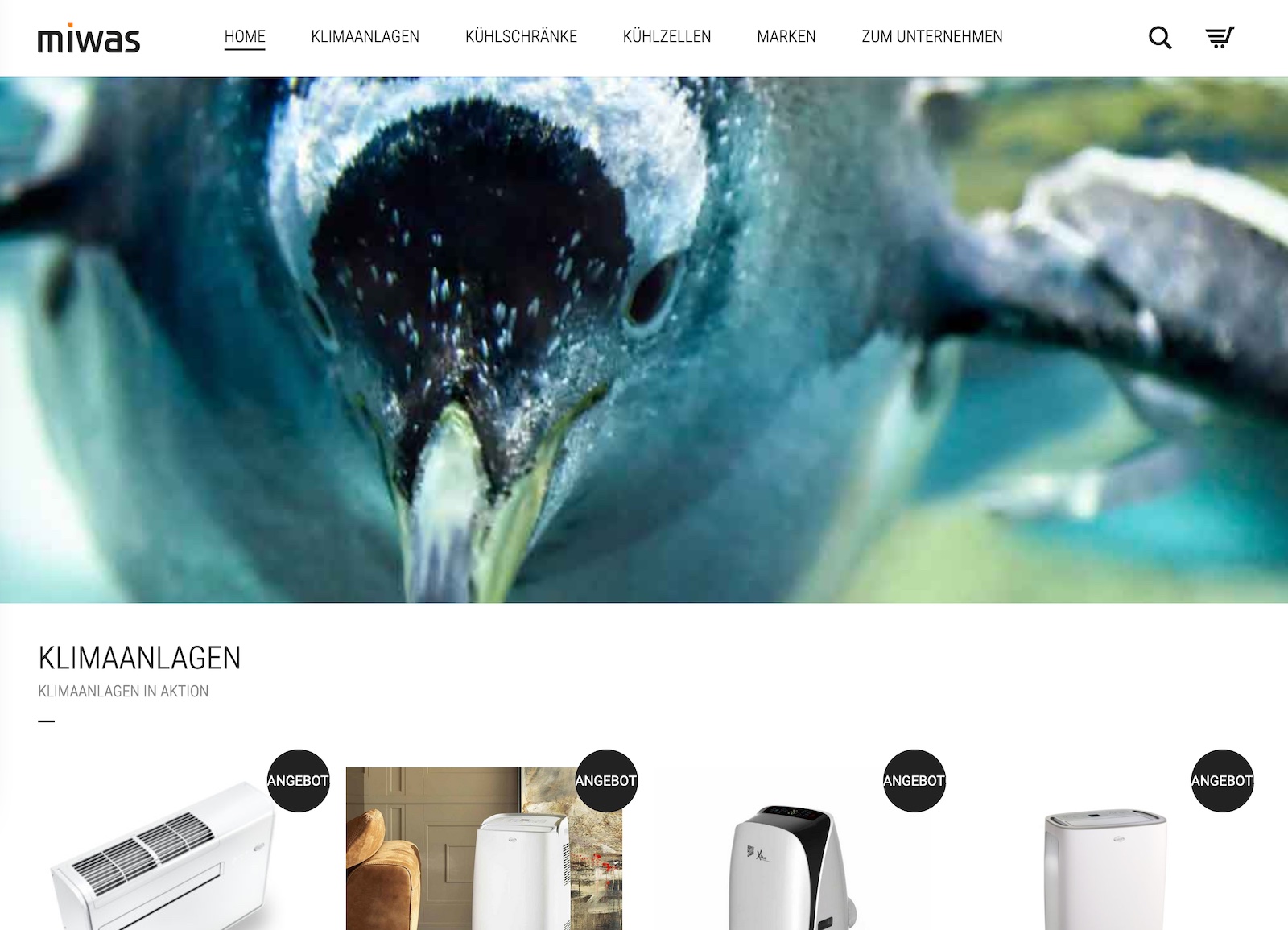 Screenshot der Startseite der MIWAS Kälte- & Klimatechnik GmbH