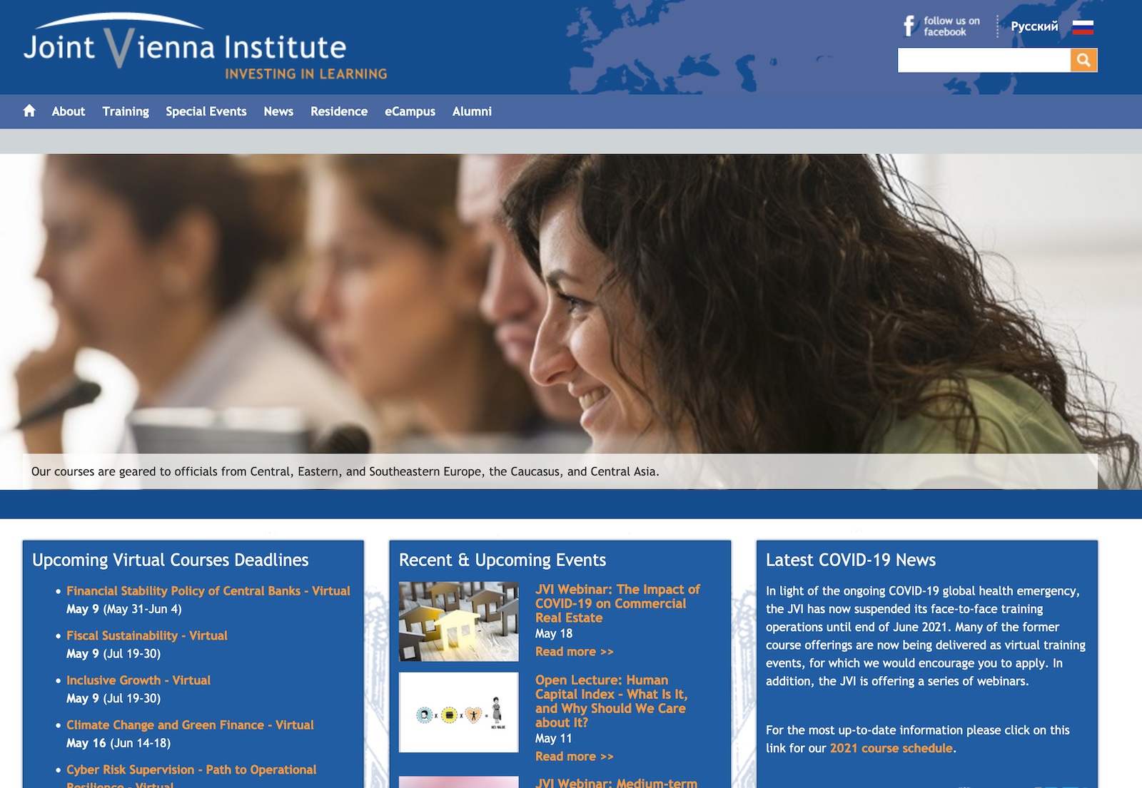 Screenshot der Webseite vom Joint Vienna Institute