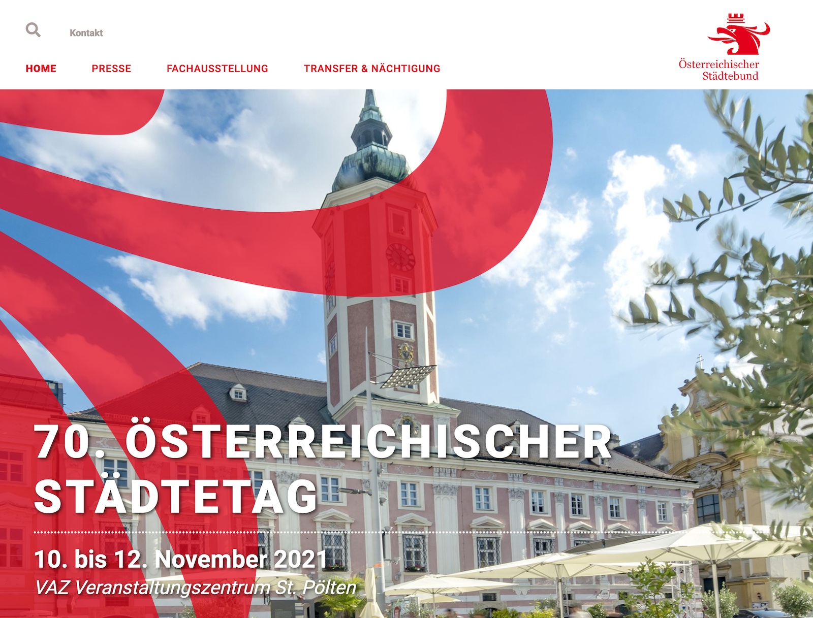 Screenshot von der Website Österreichischer Städtetag des Österreichischen Städtebunds 
